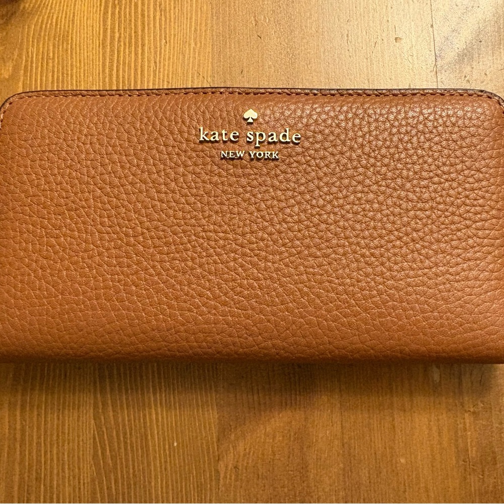 Kate Spade Tan Leather Wallet with Gold Logo